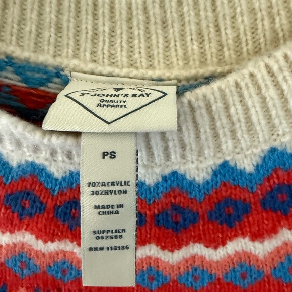 St. John's Bay Red and Blue Geometric Women's Sweater - Picture 3 of 4